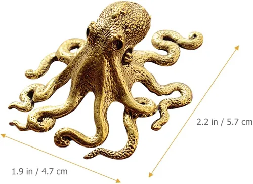 Vista 3 de BESPORTBLE Adorno de pulpo de latón, mini escultura de escritorio, figura de animal pequeño, decoración de oficina en casa, figura de arte de metal