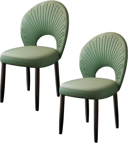 Vista 17 de JKGHK Dining Chairs, Leather Kitchen Chairs, Upholstered Armless Dining Room Chair, Accent Living Room Side Chair with High Backrest, for Cafe Black