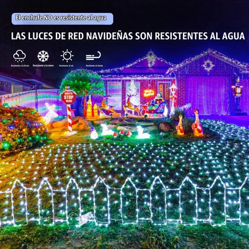 Vista 8 de JMEXSUSS Luces de Red al Aire Libre Impermeables, 12 pies x 5 pies con 8 Modos y Control Remoto, 360 LED, Luces de Red Enchufables para Decoración
