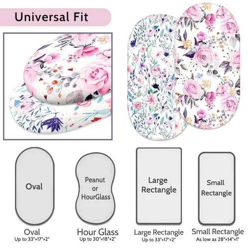 Vista 5 de Juego de 2 sábanas bajeras de moisés ultra elásticas para bebés, niñas y niños, suave y universal, se adapta a la almohadilla de moisé/colchón