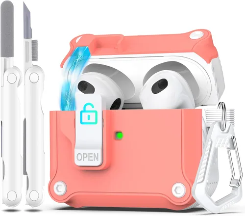 Vista 55 de R-fun Funda de carga compatible con AirPods de 2ª generación 2019, 1ª generación 2016, protección completa contra caídas, tapa desplegable