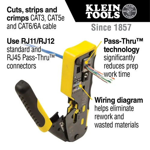 Vista 7 de Klein Tools VDV501-851 Kit de probador de cables y herramienta de perforación de impacto con hoja 66/110 y Klein Tools VDV226-110 Trinquete modular