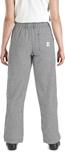 Vista 2 de Mercer Culinary Millennia - Pantalones de chef para mujer en diseño pata de gallo, L, NegroBlanco, 1