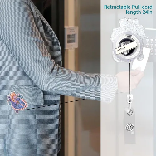 Vista 4 de Dimeho Portaplacas de Identificación Cardíaco Corazón Carrete Retráctil Clip Tarjeta ID Anatomía Divertido Portanombres Enfermera Pediatría