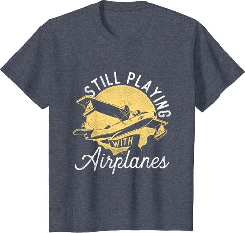 Vista 60 de Still Playing With Airplanes - Camiseta de control remoto RC Avión Piloto, Negro