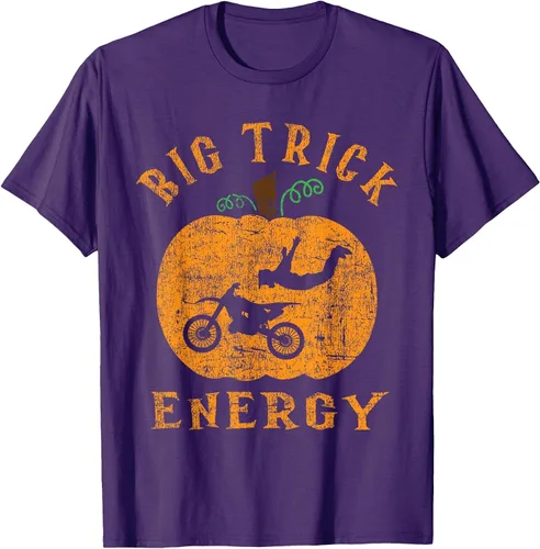 Vista 14 de Dirt Bike Motocross Halloween - Pumpkin Jack O Lantern T-Shirt Asphalt Grey