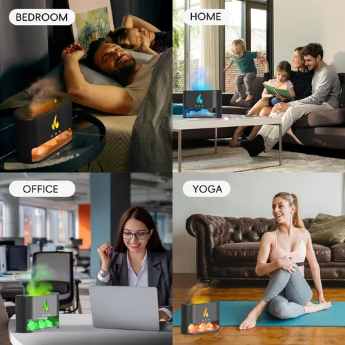 Vista 7 de Yaledi Difusor de Llama de Chimenea, Lámpara de Sal del Himalaya de 250ml de Aceites Esenciales para Aromaterapia, Humidificador Ultrasónico