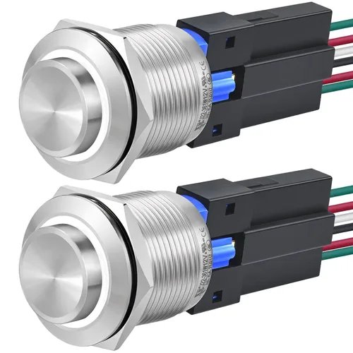 Vista 8 de Interruptor de botón de 0.866 in con cierre redondo alto impermeable IP67 de acero inoxidable 304 con luz LED de 110 V 120 V CA para 7/8 pulgadas