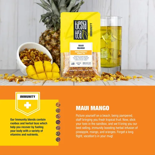 Vista 4 de Tiesta Tea Mezcla de té de hierbas con mango y piña y arándanos hibisco (16 oz)