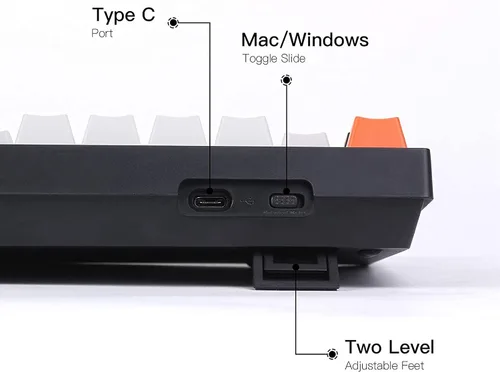 Vista 5 de Keychron Teclado mecánico C1 con cable intercambiable en caliente de 87 teclas, cable USB tipo C, teclas ABS de doble disparo, teclado mecánico TKL