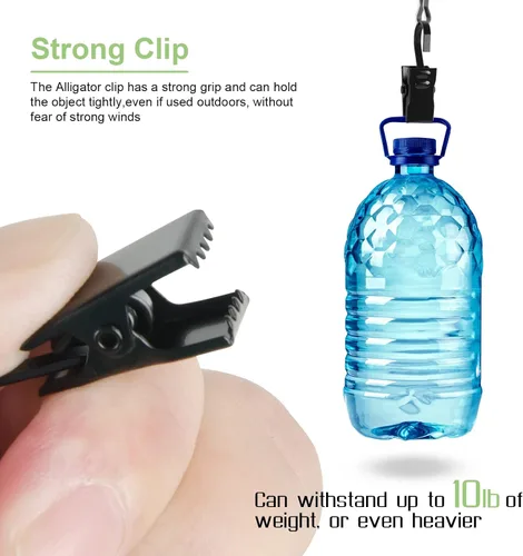 Vista 4 de 50 clips para luces de toldo, ganchos de acero inoxidable, ganchos de cortina, clips de Bulldog para colgar mantel, toallas, clips para camping