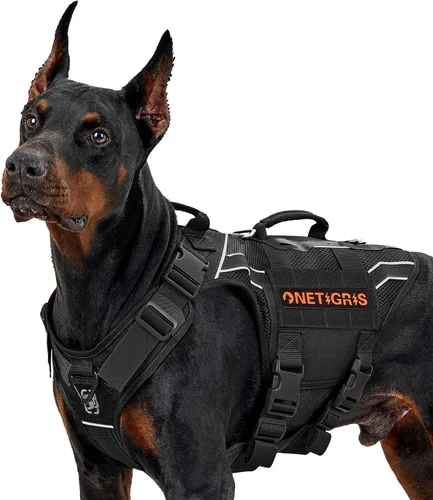 Vista 16 de OneTigris Arnés táctico para perros grandes, arnés táctico ajustable para perro con asas, chaleco reflectante resistente y transpirable, chaleco