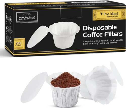 Vista 13 de Pro Mael Filtros desechables de taza K, papel de filtro de café para cafeteras Keurig de una sola porción 1.0 y 2.0, uso con cápsulas K Cup Natural