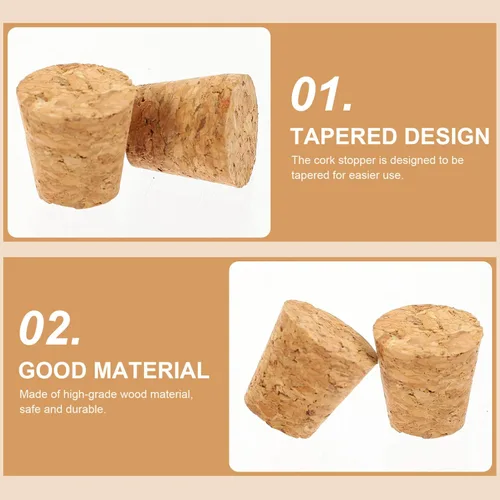 Vista 9 de Zerodeko Tapones de corcho, 30 tapones de corcho, corchos de madera suave natural, corcho cónico, tapón de sellado de botella de cerveza para vino