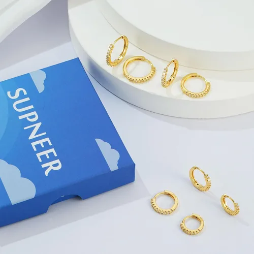 Vista 7 de Silver Gold Hoop Earrings for Women Trendy Hypoallergenic Earrings Huggie Cartilage Hoop Earrings Piercing Jewelry for Women