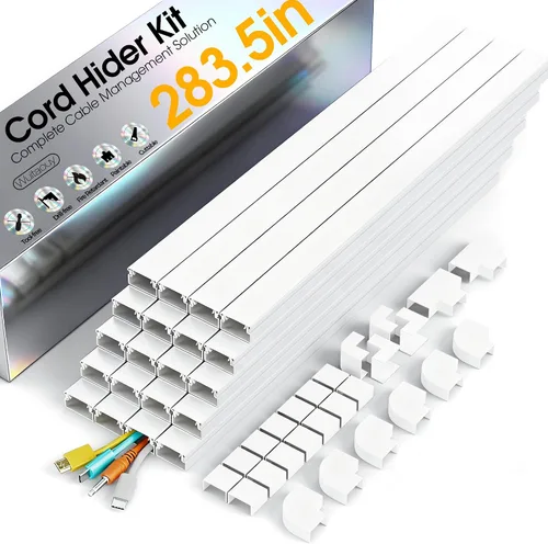Vista 19 de Ocultador de cable de 56.7 pulgadas, cubiertas de alambre para 1 cable en la pared, cubiertas de cable de alta calidad para cables en la pared Blanco