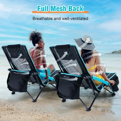 Vista 5 de CHANGE MOORE Silla de playa baja con bolsa enfriadora 2 en 1, 1 paquete soporta hasta 300 libras, sillas de playa plegables para adultos con soporte
