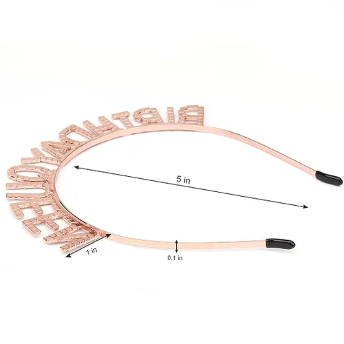 Vista 7 de AOPRIE Corona de cumpleaños para mujer, tiara de cumpleaños de oro rosa para niñas, diadema de reina de cumpleaños, corona de princesa, diamantes
