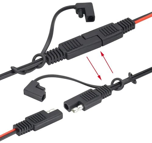 Vista 8 de Cable SAE a USB de 18 AWG, SAE a 2.1 A, adaptador de conector de enchufe de alimentación de puerto USB impermeable con cubierta a prueba de polvo