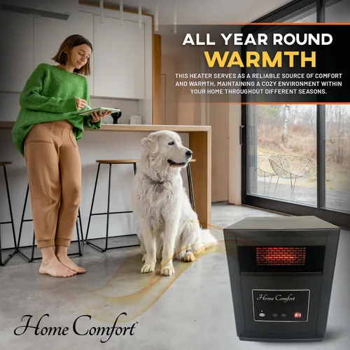 Vista 2 de Calentador infrarrojo Home Comfort 1500: calentador de espacio de eficiencia energética con termostato y control remoto, calentador portátil