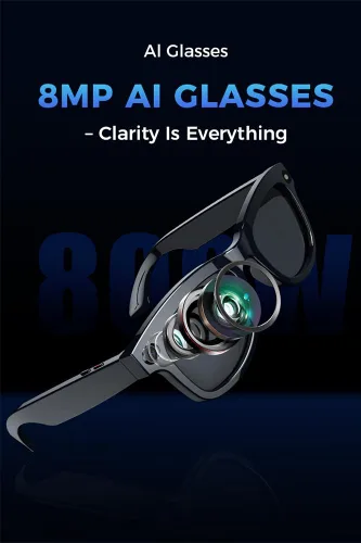 Vista 3 de Lentes de cámara inteligente para fotos, audio y videos, grabación HD de 8 MP, batería 7H, gafas de cámara AI ligeras para hombres y mujeres
