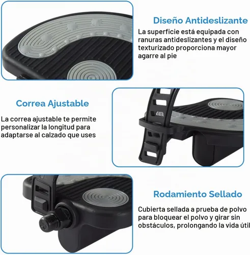 Vista 3 de Pedales de bicicleta estática con correas, Pedales de bicicleta reclinada estacionaria, Rosca de 1/2 "para bicicleta de spin, Bicicleta estática