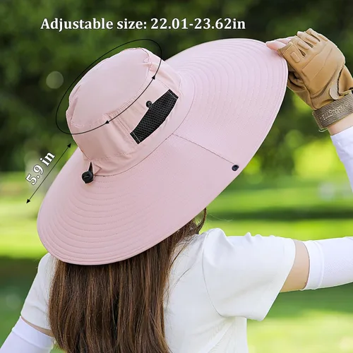 Vista 8 de Peicees Sombrero de sol de ala ancha para mujer, UPF50+, impermeable, para pesca, senderismo, camping, jardinería