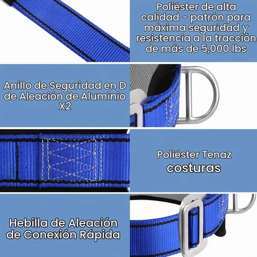 Vista 3 de Trsmima - Cinturón de seguridad para escalar, cinturón de escalada con almohadilla para la cintura y 2 anillos D, kit de cinturón de seguridad