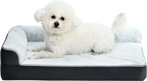Vista 7 de Amazon Basics Cama lavable en forma de L para perros grandes, sofá cama antideslizante para mascotas para perros de interior, cama jaula, 42 x 30 x