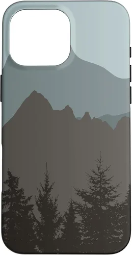 Vista 19 de Mountains Peaks - Carcasa para iPhone 17, diseño abstracto de paisaje natural, color gris y azul