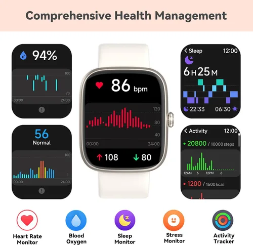 Vista 7 de DAVIKO Rastreador de actividad física para personas mayores, no requiere aplicación/teléfono, pantalla táctil HD de 1.83 pulgadas, reloj de fitness