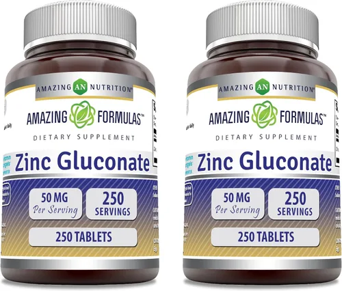 Vista 4 de Amazing Formulas Suplemento de gluconato de zinc 50 mg por porción Tabletas Sin OMG Sin gluten Fabricado en Estados Unidos (120 unidades)