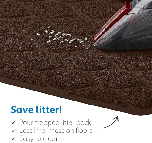 Vista 5 de MIGHTY MONKEY - Alfombrilla de atrapamiento para bandeja de arena de gato impermeable sin BPA, fácil de limpiar, respaldo texturizado, suave