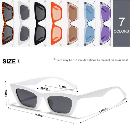 Vista 6 de VANLINKER Pequeñas gafas de sol de ojo de gato delgadas de moda para mujer, sombra cuadrada pequeña retro VL9555