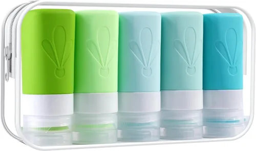Vista 9 de INSFIT Botellas de viaje para artículos de tocador, artículos de aseo de tamaño de viaje de 3 onzas aprobadas por la TSA, sin BPA, tubos de silicona