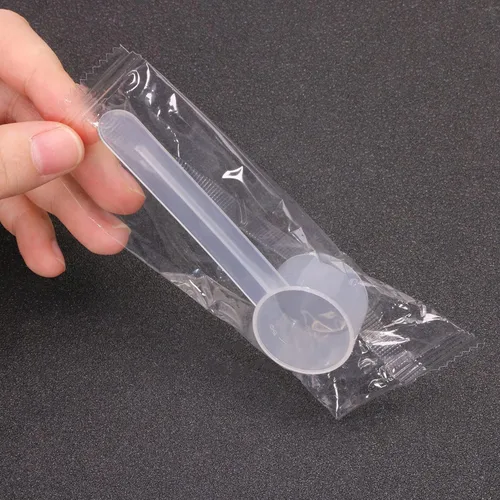 Vista 6 de ONLYKXY 10 cucharas medidoras de plástico transparente de mango largo, cucharas de leche en polvo, cucharas, herramientas de cocina (0.18 oz)