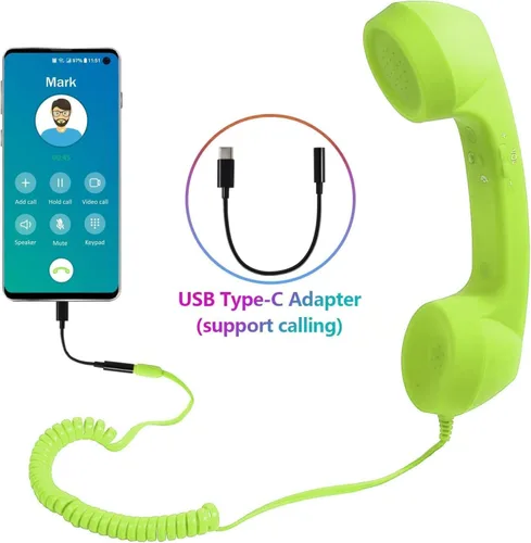 Vista 9 de Auricular retro para teléfono, teléfono celular con conector de 0.138 in, receptor de teléfono móvil, auriculares antiguos, receptor de mano