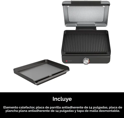 Vista 9 de Ninja Plancha y parrilla de interior, 14 pulgadas, parrilla eléctrica, para bistec, hamburguesas, salmón, verduras y más, plancha para panqueques