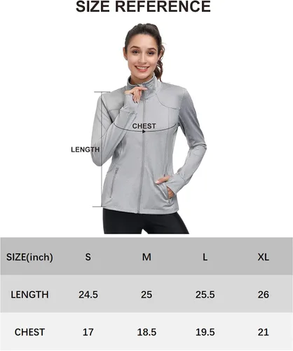 Vista 7 de Dolcevida Chamarras deportivas para mujer, con cremallera, chaqueta de yoga con bolsillos