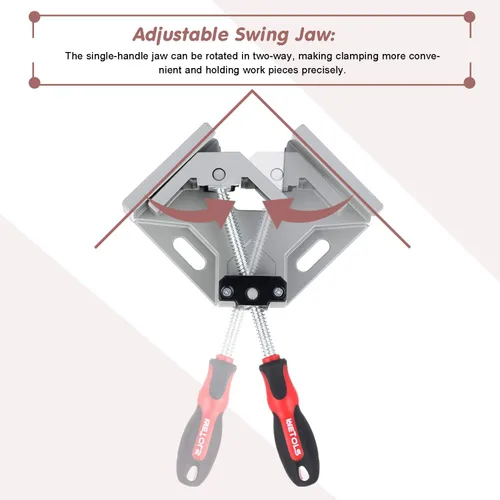Vista 4 de WETOLS Abrazadera de Esquina para Carpintería 4PCS Abrazadera de Ángulo Recto de 90 Grados con Mordaza Basculante Ajustable de Aleación de Aluminio