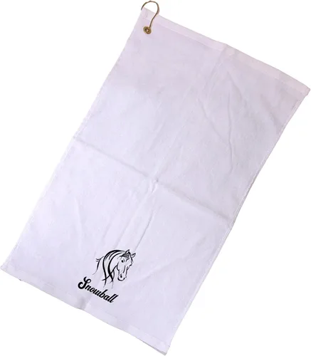Vista 14 de SONA G DESIGNS Toalla de mano bordada de caballo de algodón con clip - se puede personalizar (Aqua)