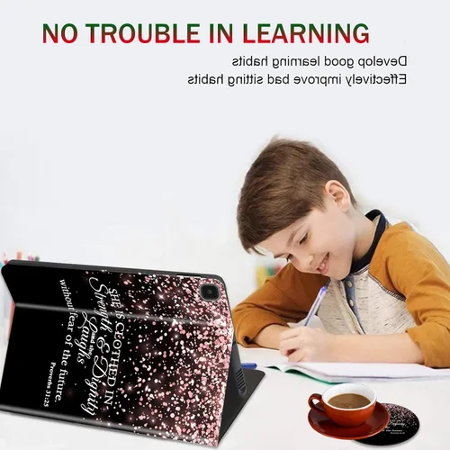Vista 4 de Funda y posavasos para Samsung Galaxy Tab A7 Lite 2021, soporte ajustable a prueba de golpes para Samsung Tab A7 Lite de 8.7 pulgadas