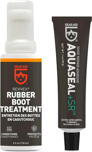 Vista 8 de GEAR AID Revivex - Kit de reparación de botas de goma, arreglar grietas y agujeros, protección UV, acondicionador de neopreno y Aquaseal SR