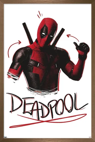 Vista 15 de Trends International Marvel Deadpool Legacy - Póster de pared con pulgares arriba, 14.72 x 22.37 pulgadas, versión enmarcada de madera de granero