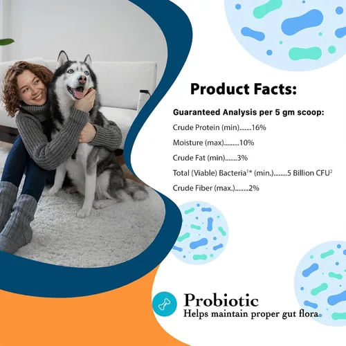 Vista 3 de Suplemento probiótico Breed Science para perros – 5.29 oz de prebióticos y cuatro cepas probióticas para la salud intestinal, apoyo digestivo