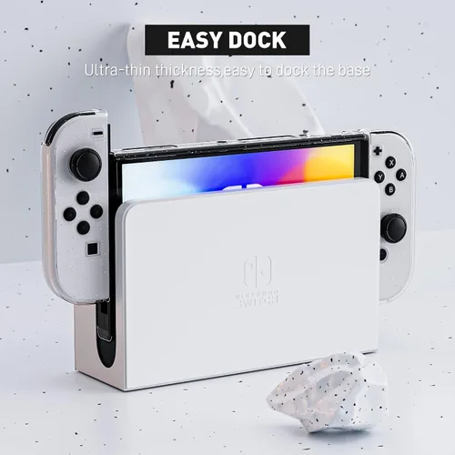 Vista 5 de Versión mejorada Funda transparente acoplable para Nintendo Switch OLED 2021, funda protectora FANPL para Switch OLED y controlador Joy Con, fuerte