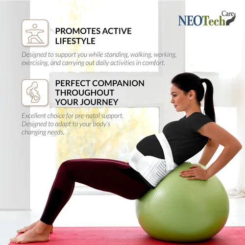 Vista 4 de NeoTech Care Cinturón de maternidad para embarazo, soporte para espalda, abdomen, cintura, pelvis (talla L, color marfil)