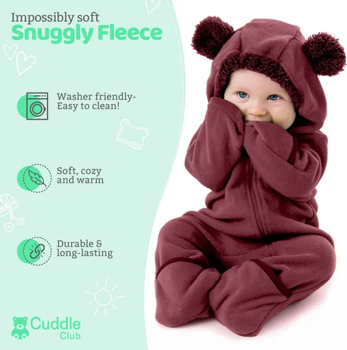 Vista 29 de Enterizo de vellón para bebé, rómper de una sola pieza con capucha para niños, ropa para exteriores, chaqueta infantil