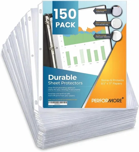 Vista 9 de Performore Paquete de 50 protectores de hojas transparentes Fundas de plástico resistentes de 8.5 x 11 pulgadas Protectores de página