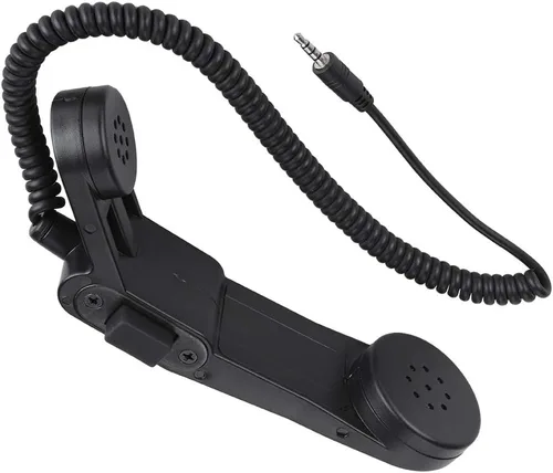 Vista 7 de Qiilu Micrófono de hombro PTT, 0.138 in Plug Handheld Speaker Mic HiFi Sound Shoulder o Handheld Retro Teléfono Auricular (negro)
